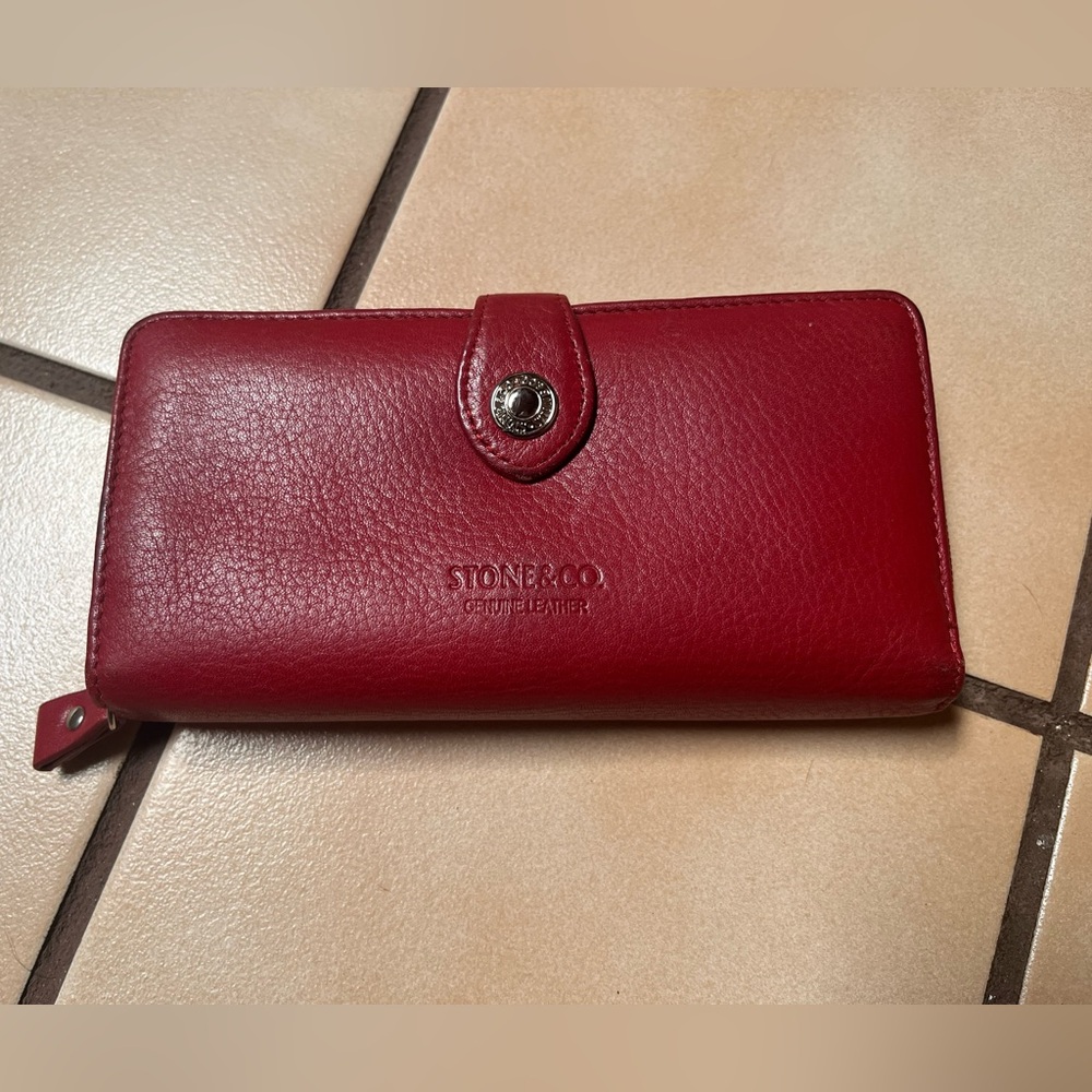 Vintage Stone & Co. Red leather wallet with check book holder